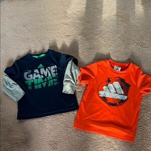 Adidas Kids' Navy and Orange T-Shirts
Size 2 T